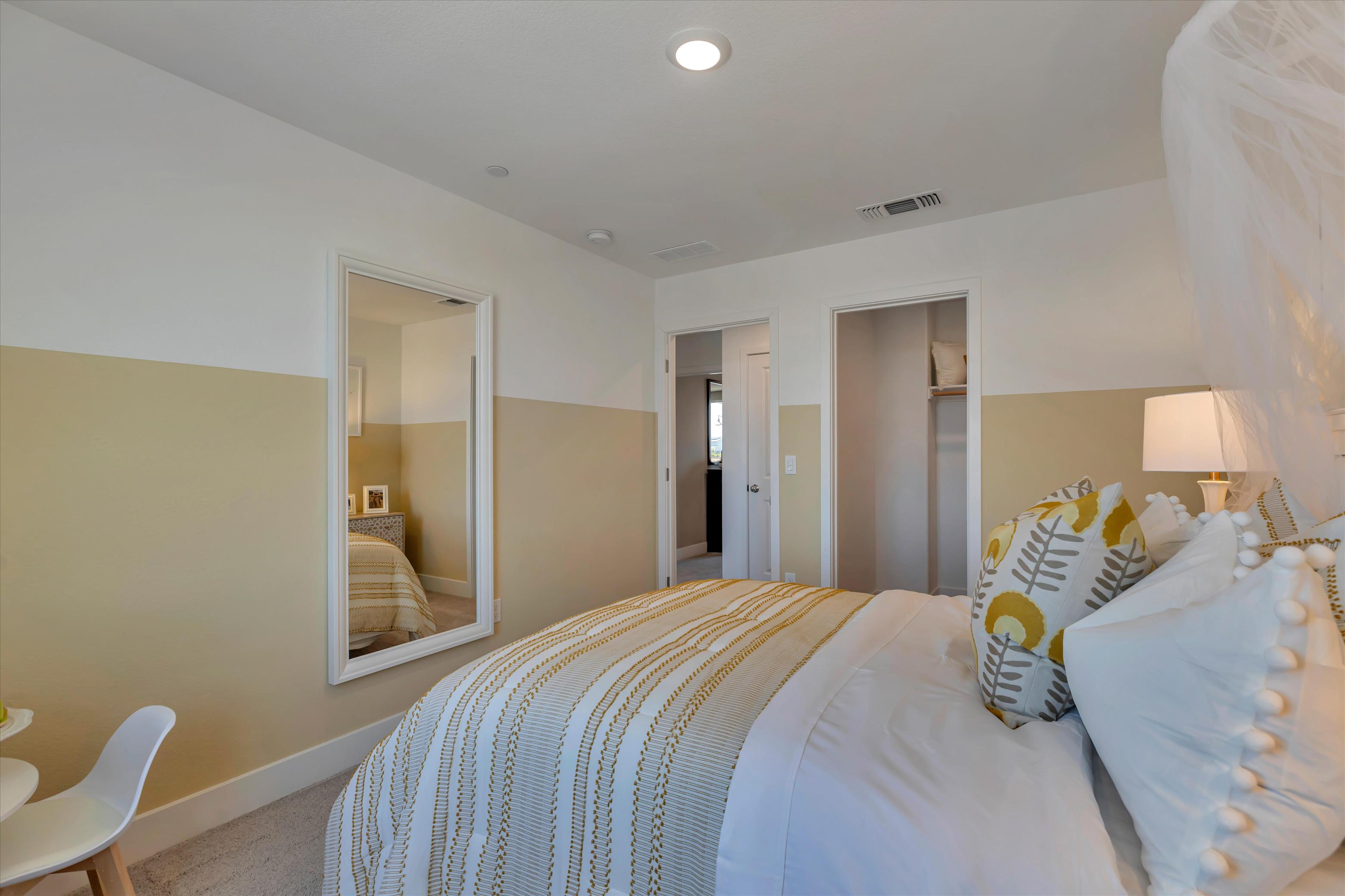 A hotel room with two beds.