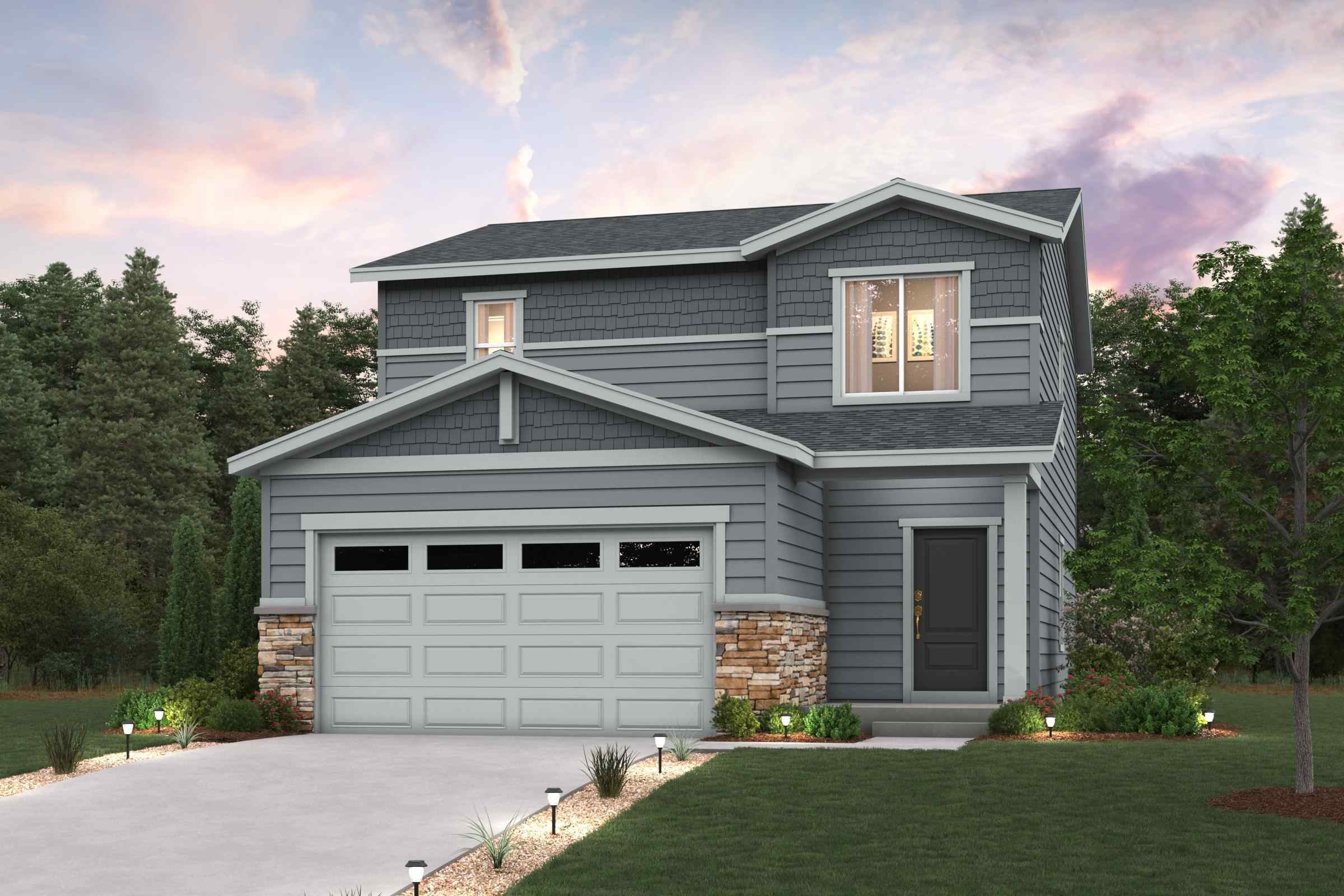 A house with a garage.