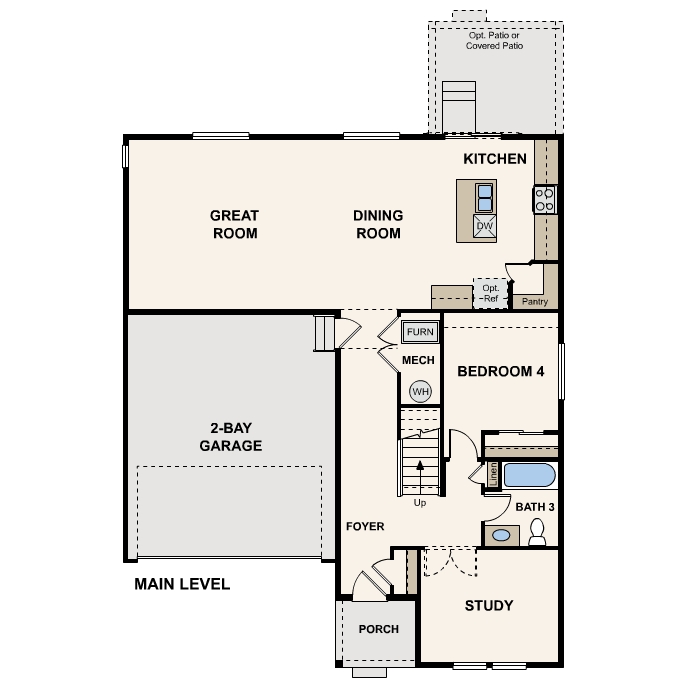 Diagram, engineering drawing. Marion Floorplan, Main Level