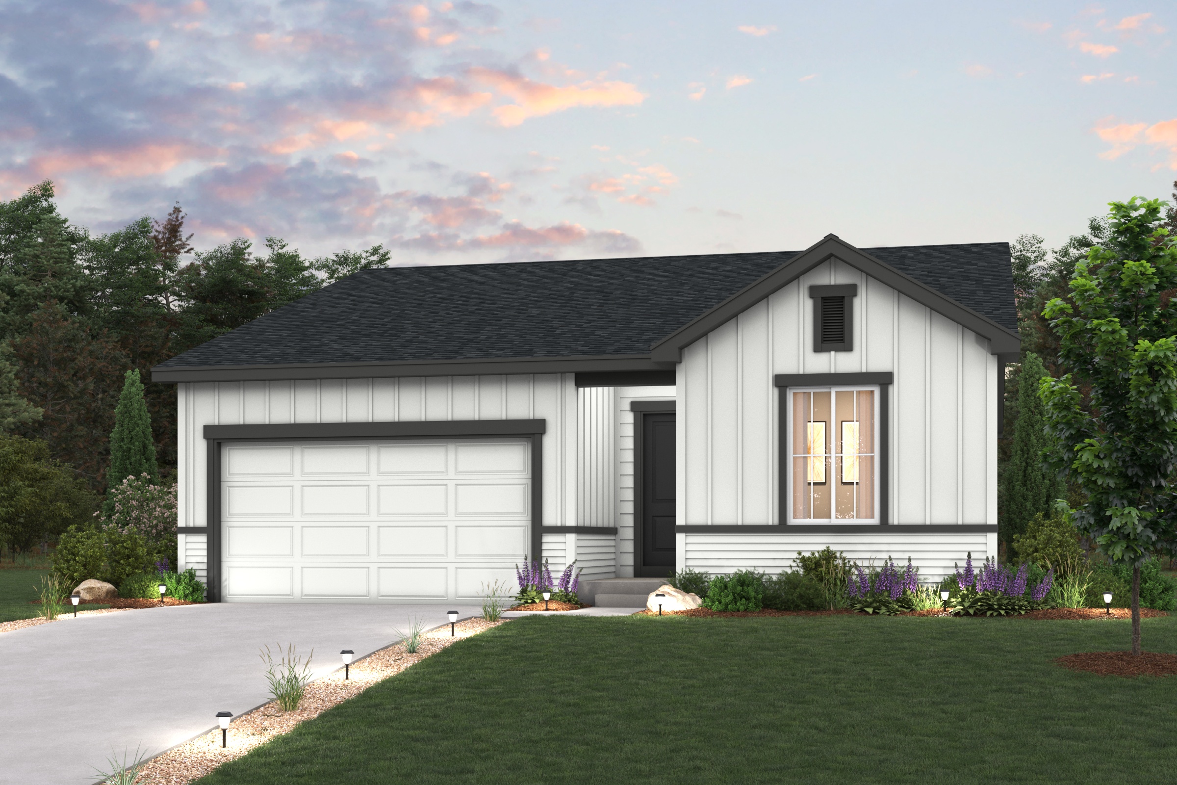 A house with a garage.