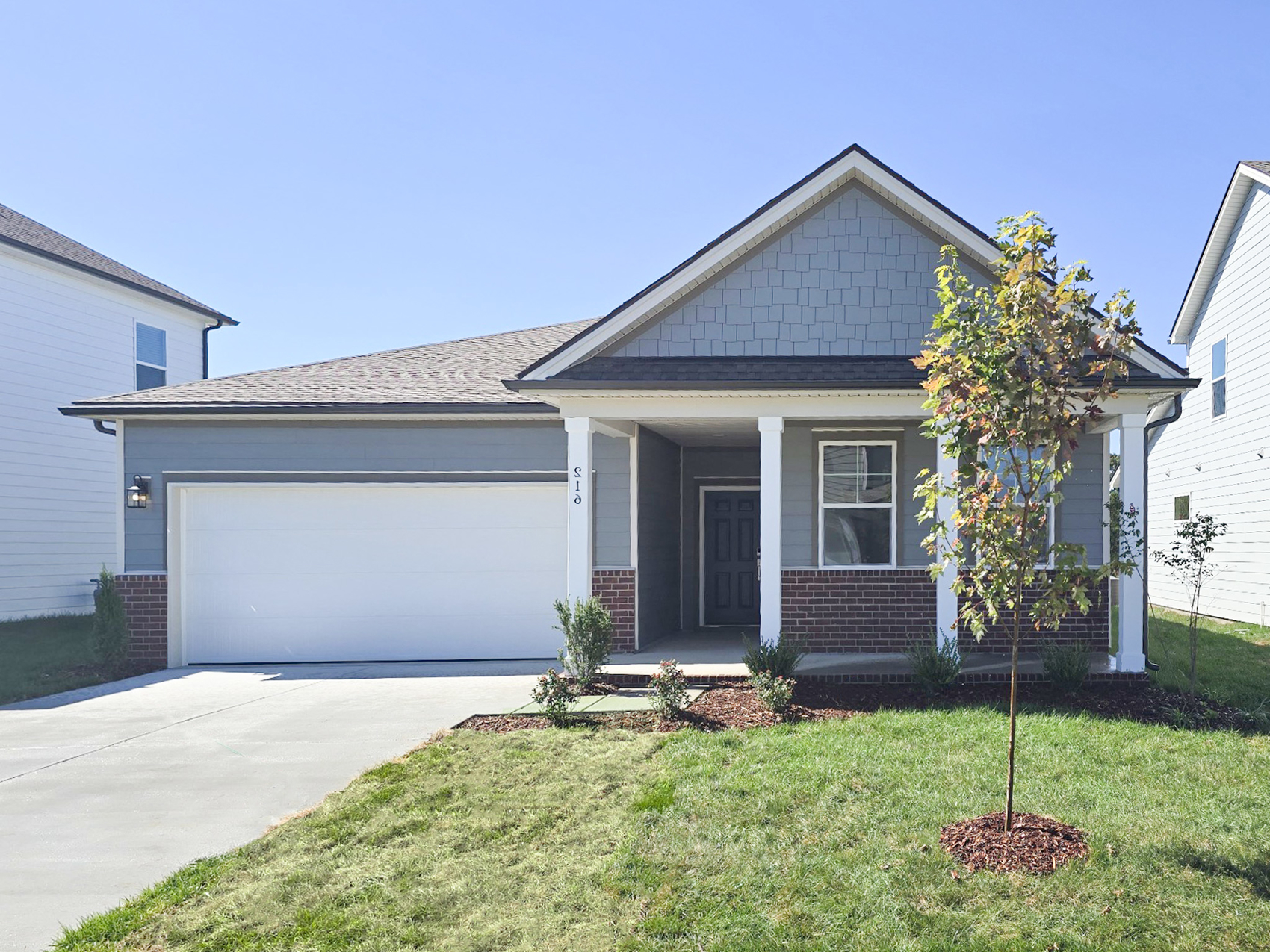 A house with a garage.