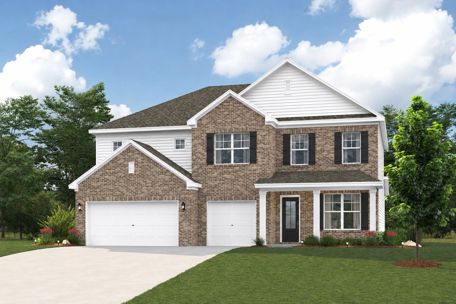 A house with a garage.