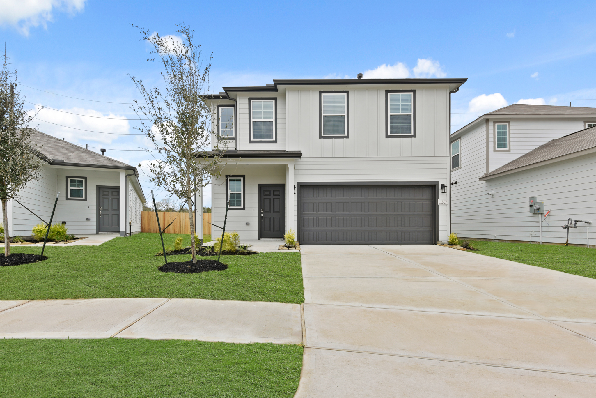 A house with a garage.