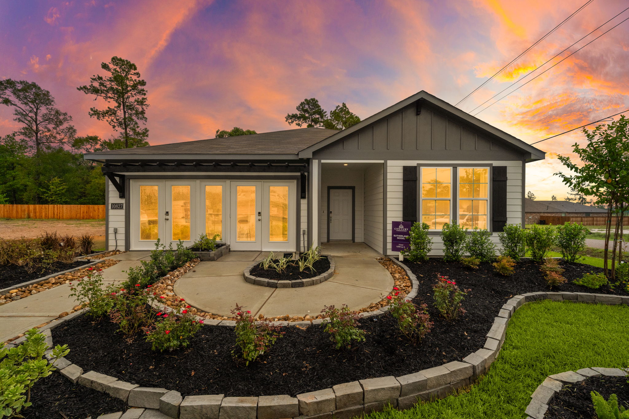 A house with a large front yard.