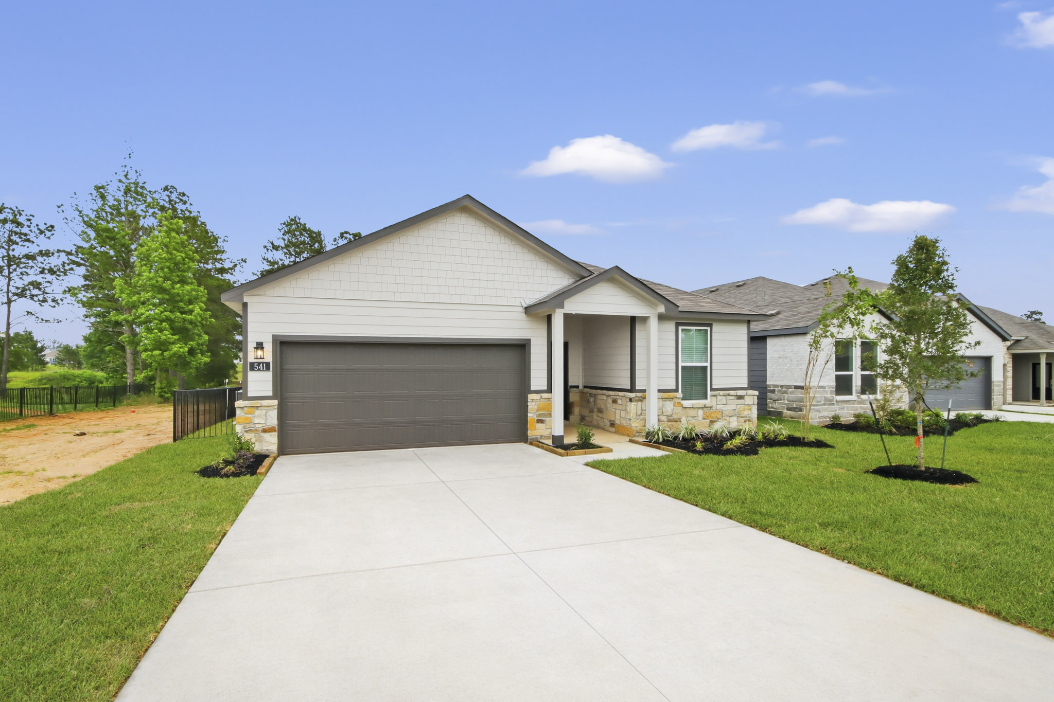 A house with a driveway.