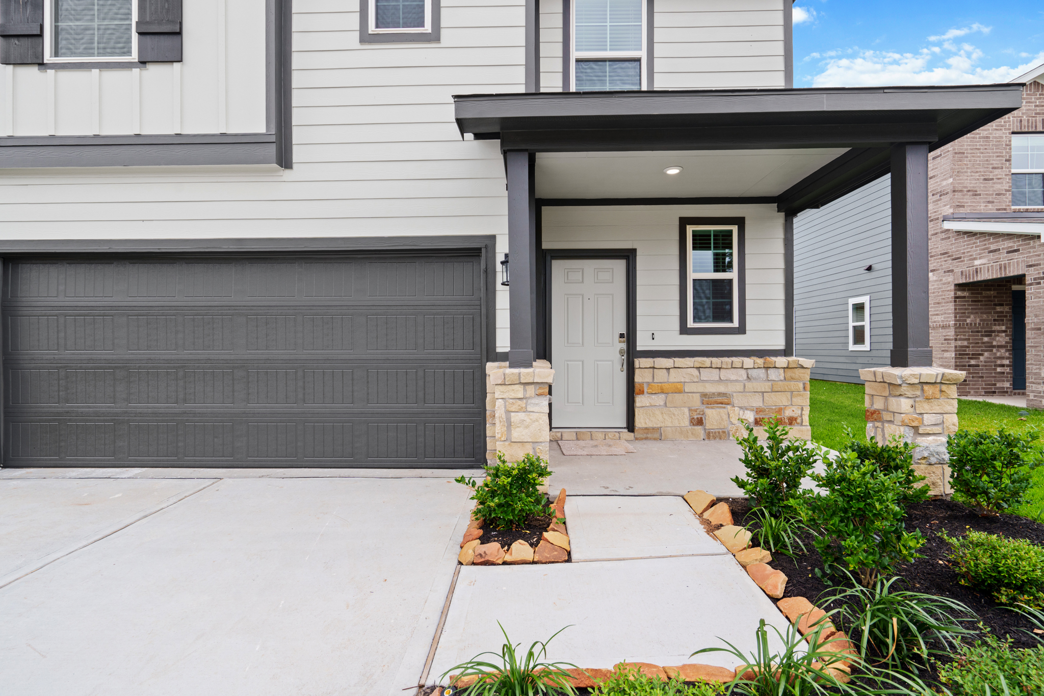 A house with a garage.