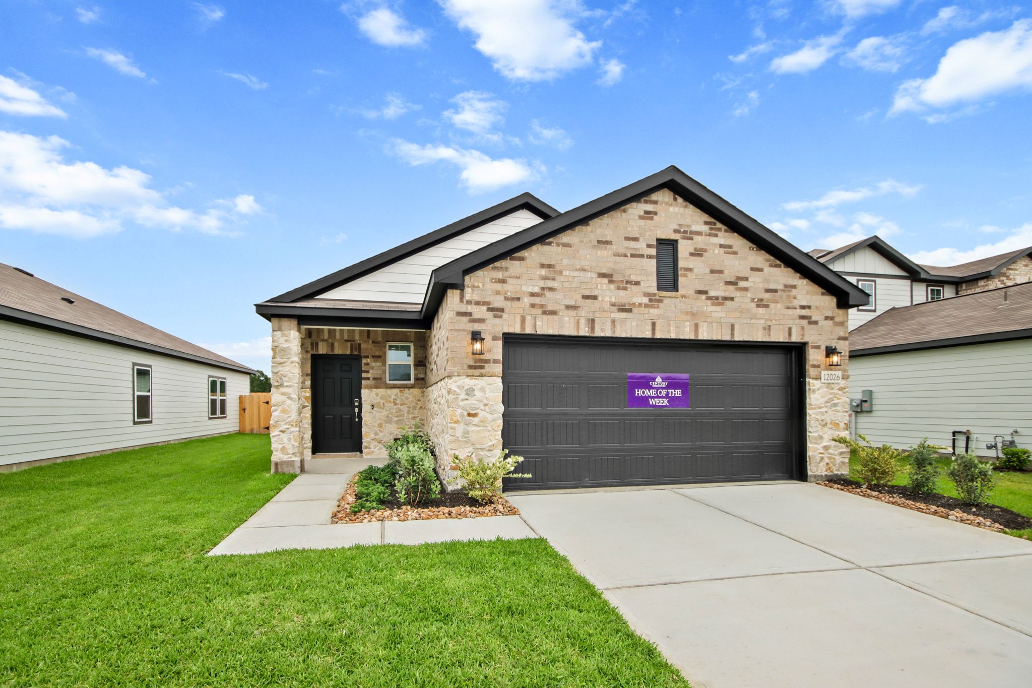 A house with a garage.