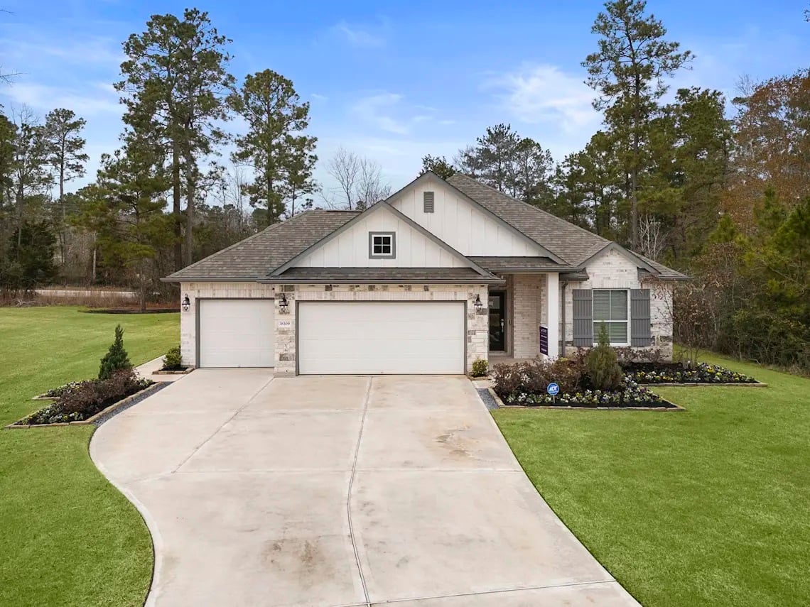 A house with a driveway.