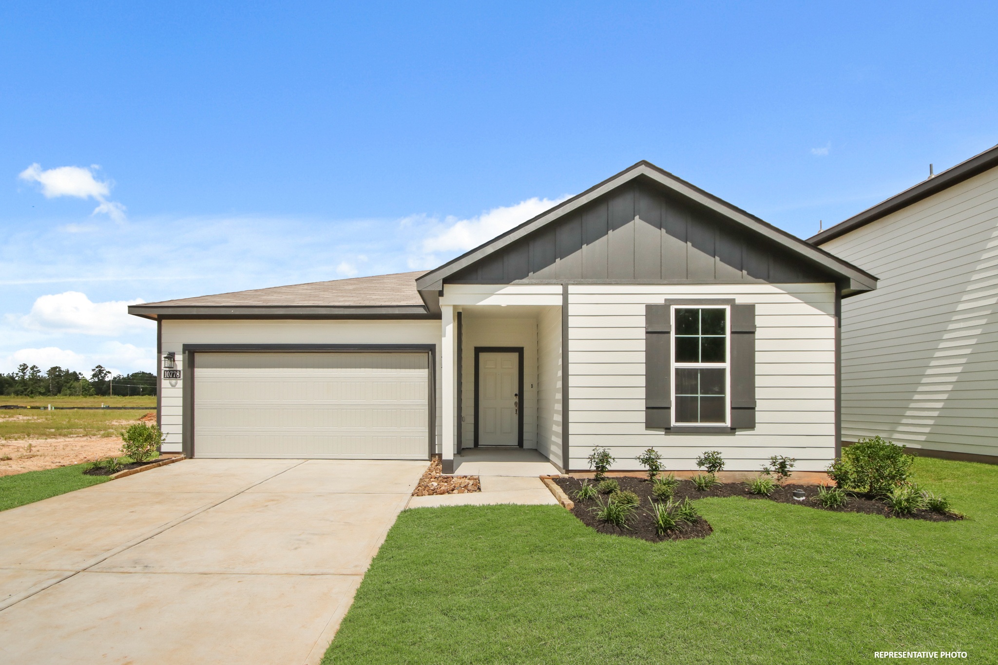 A house with a garage.