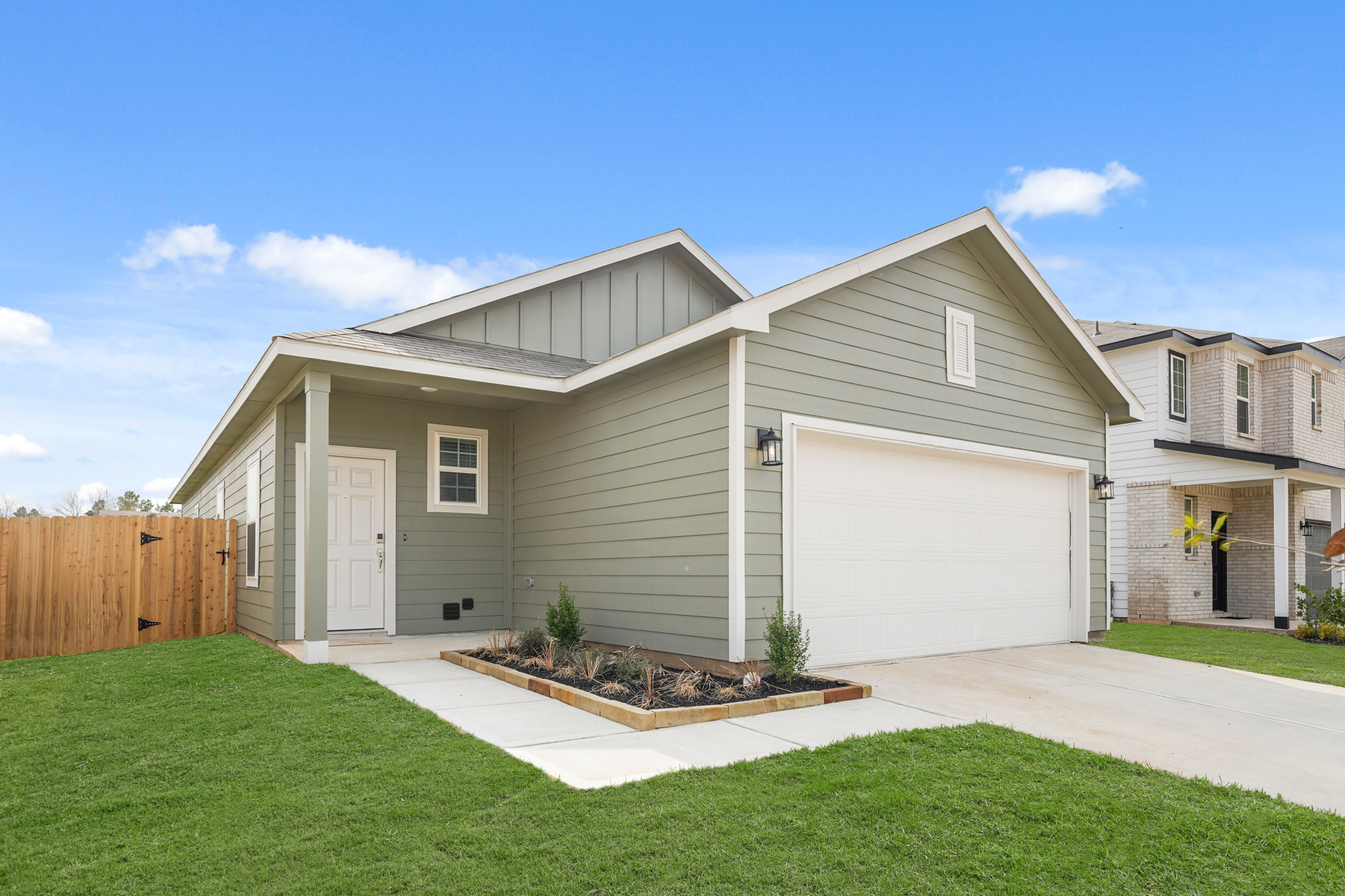A house with a garage.