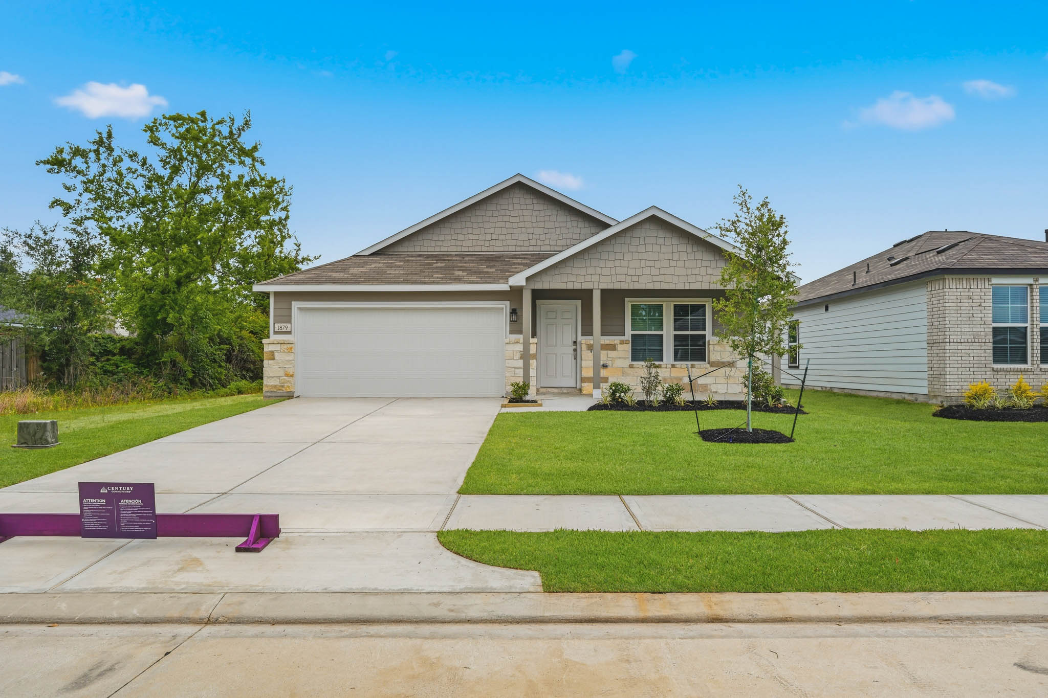 A house with a driveway.