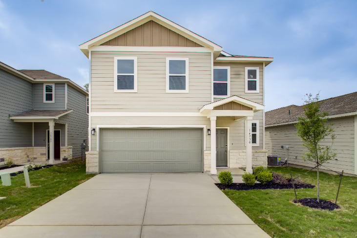 A house with a garage.