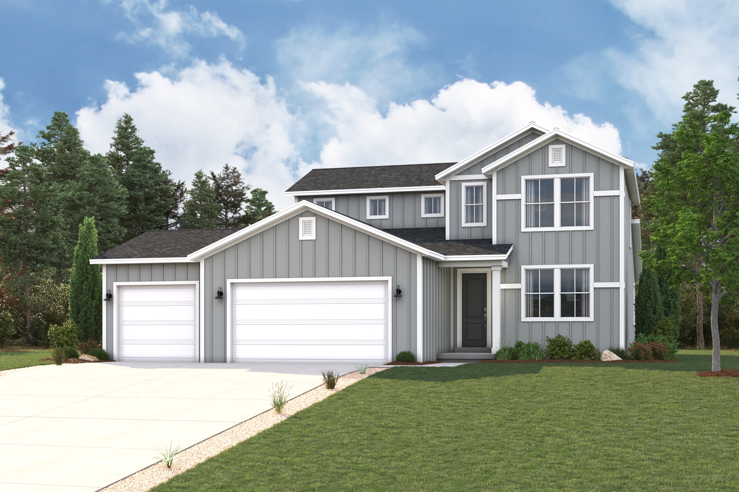 A house with a garage.