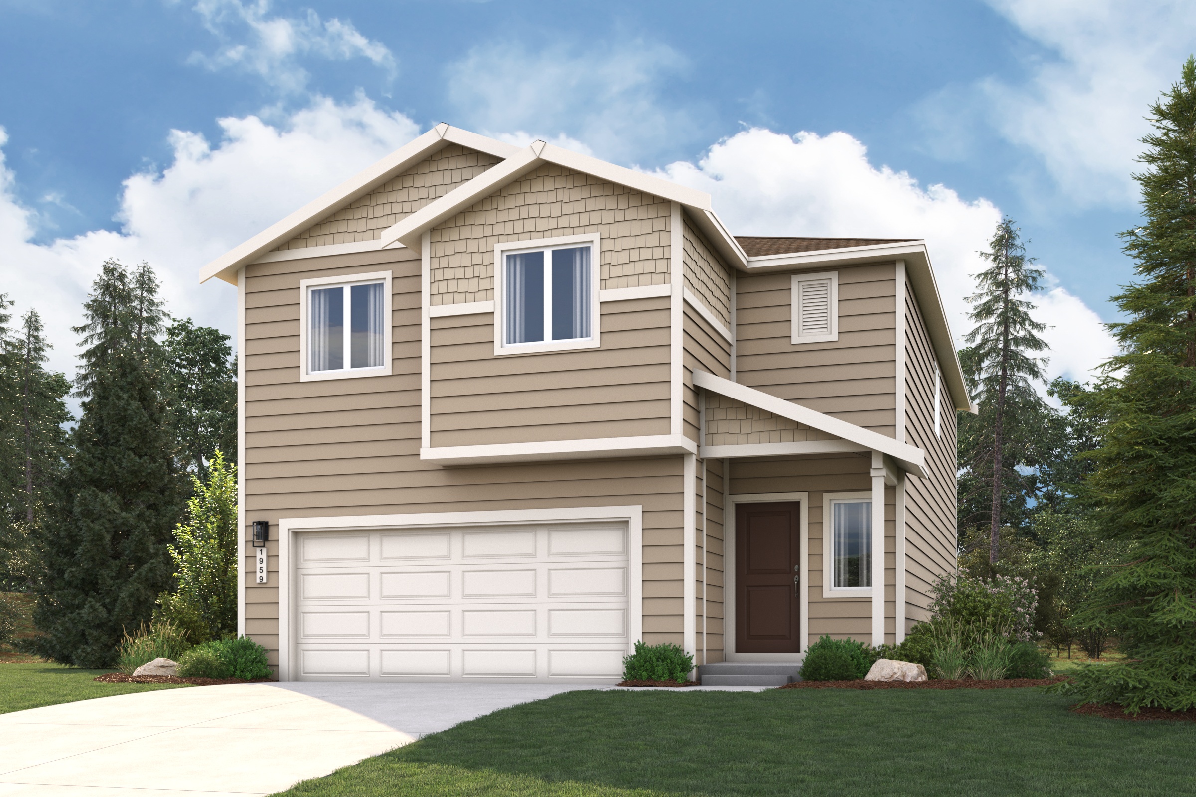 A house with a garage.