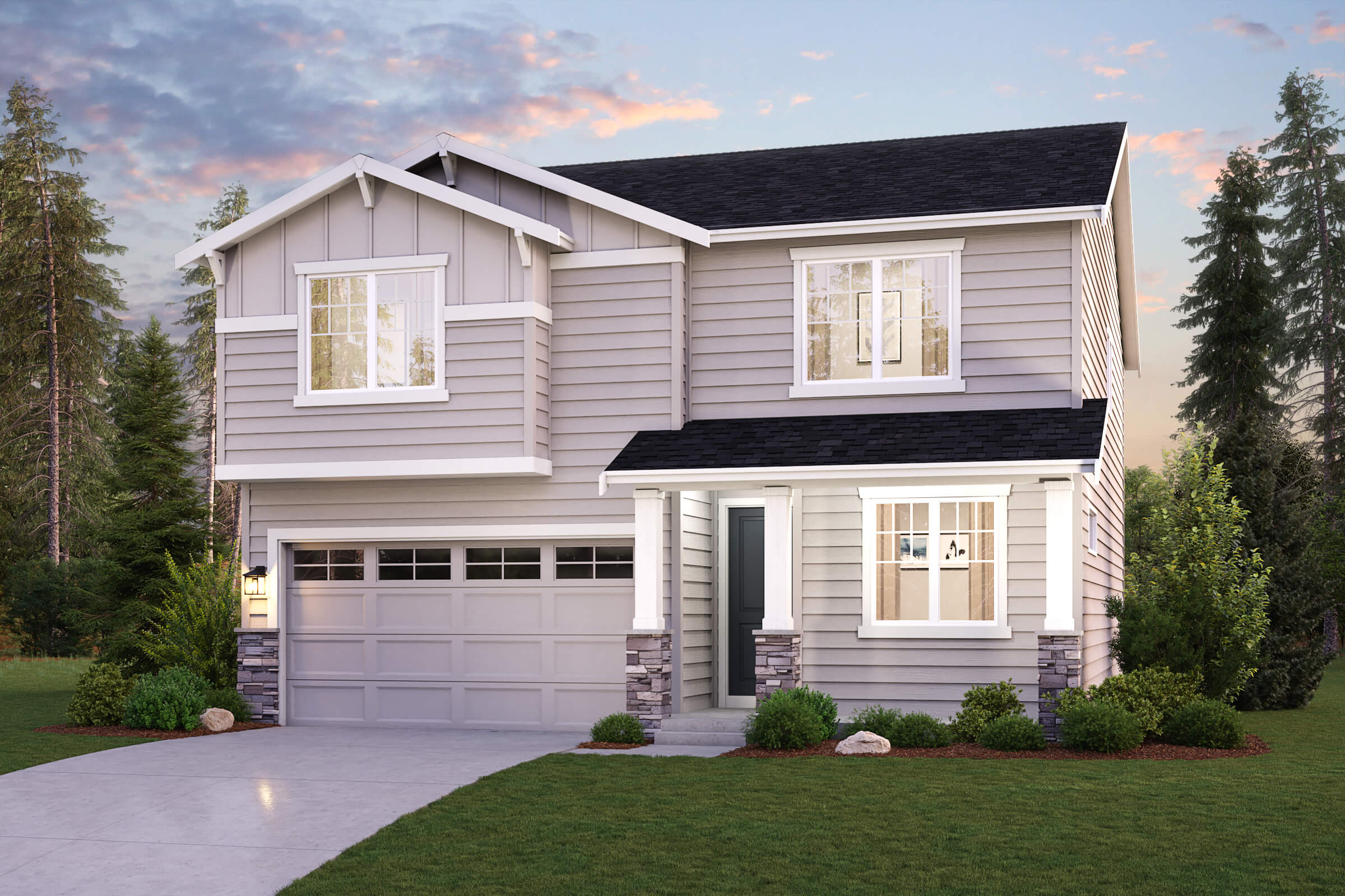 A house with a garage.