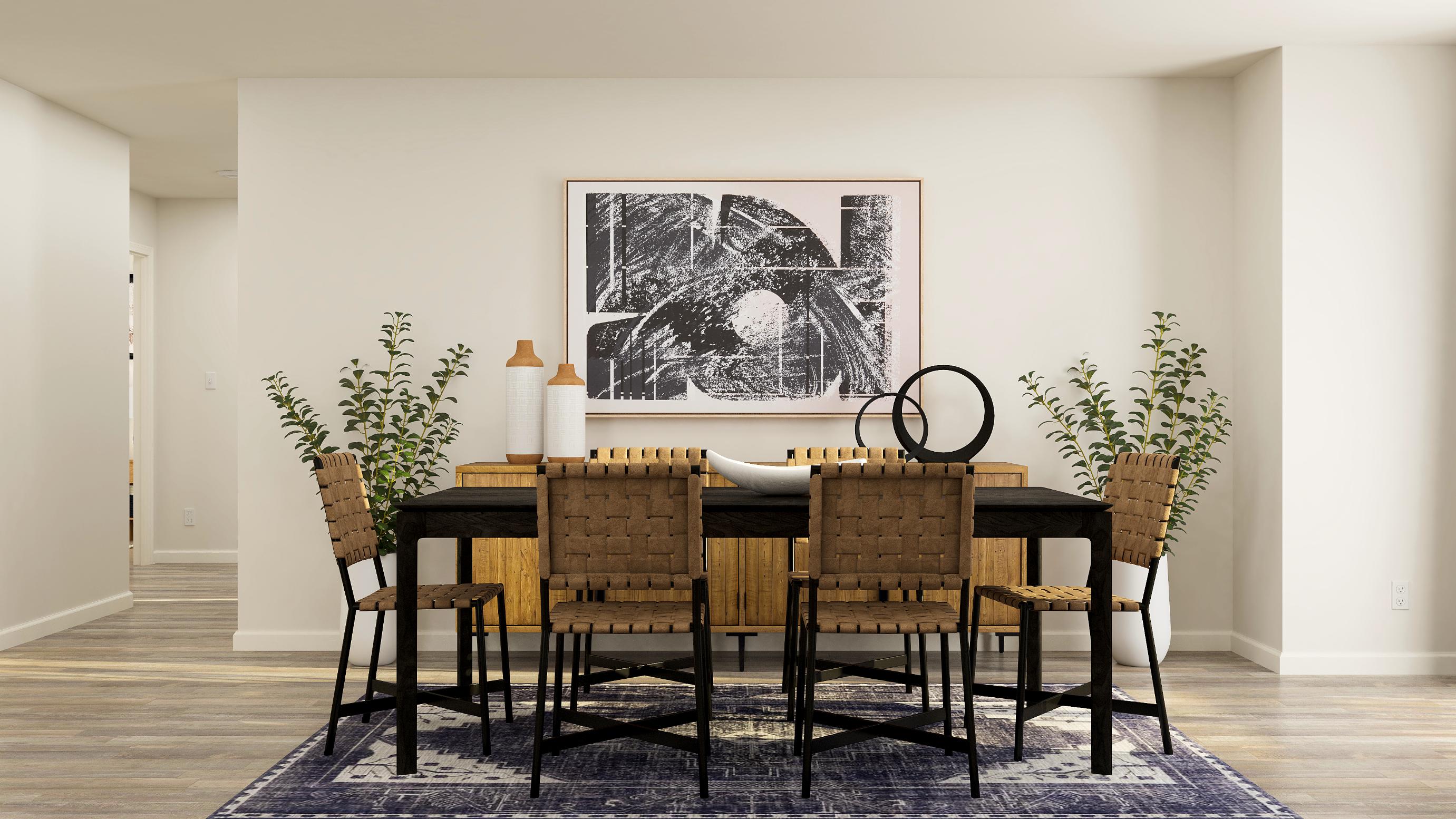 A table with chairs around it.