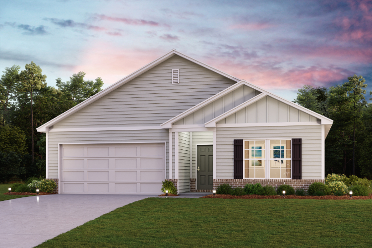 A house with a lawn.