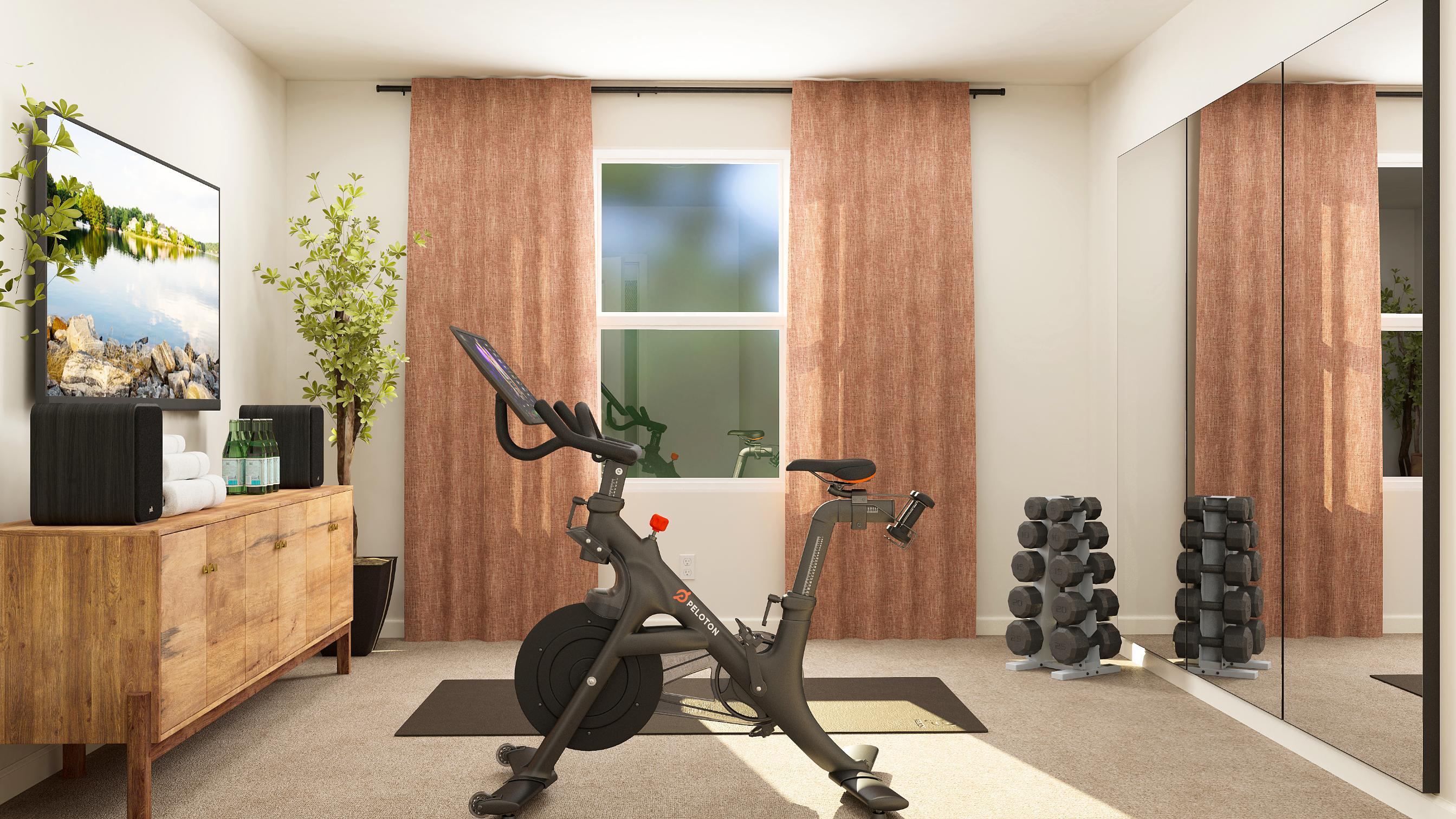 A bike in a room.